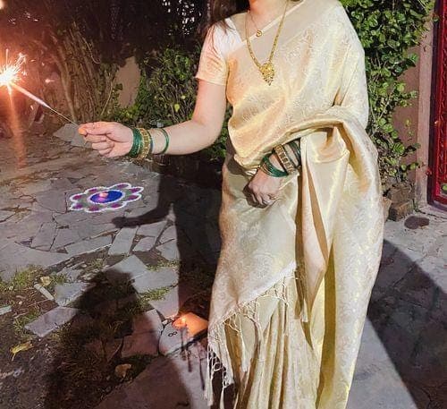Champagne Gold Kanjivaram Silk Saree