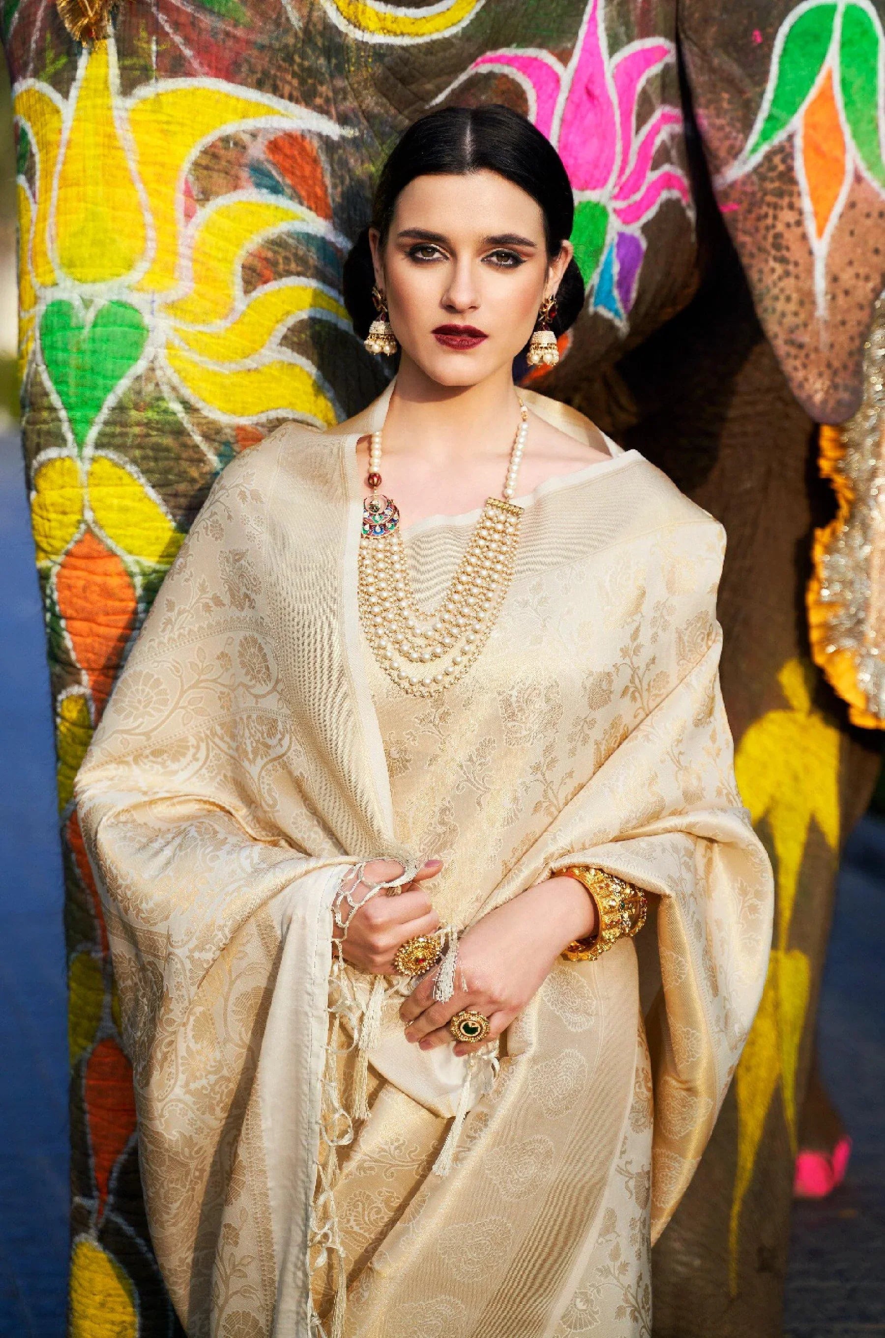 Champagne Gold Kanjivaram Silk Saree