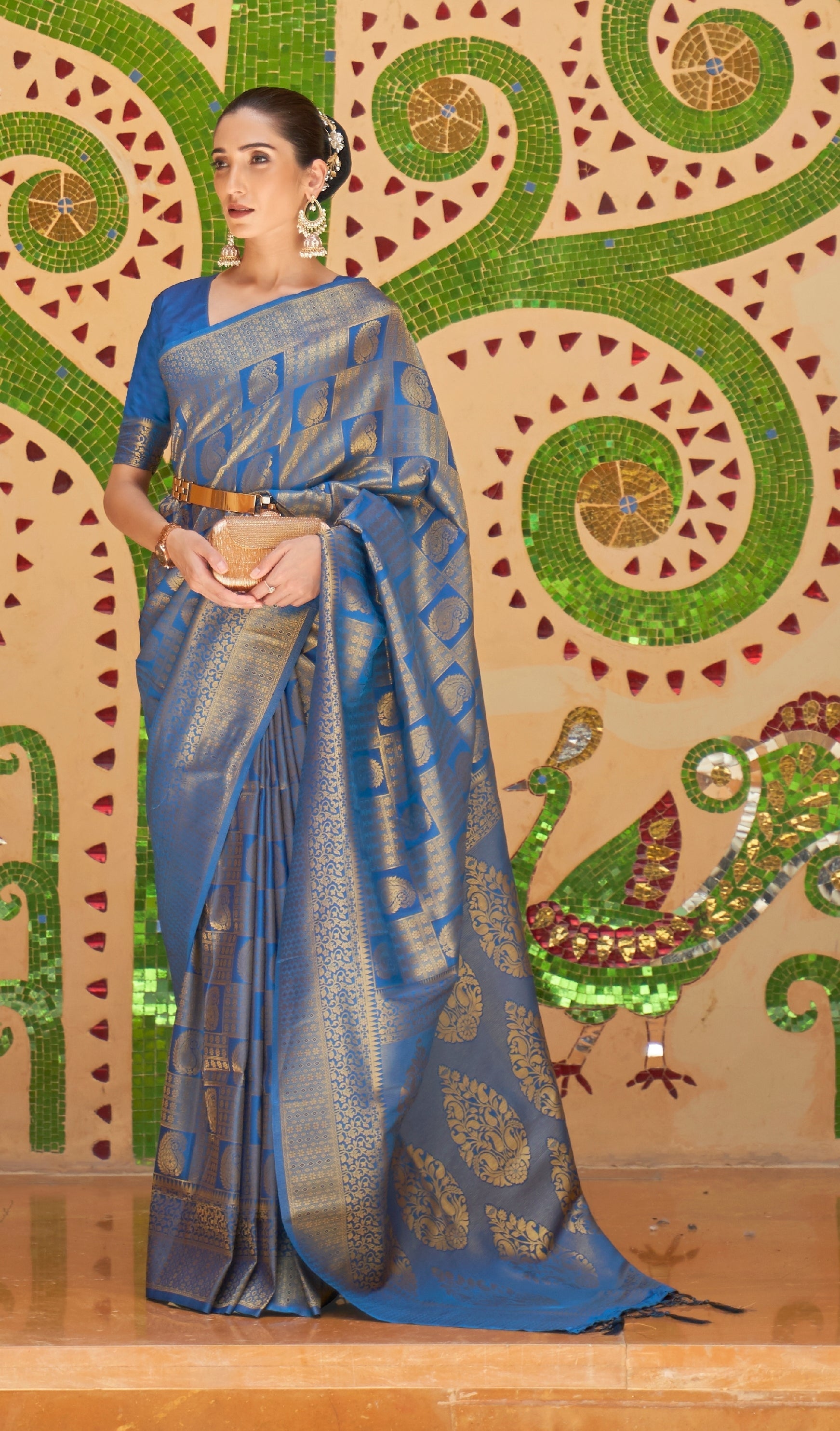 Royal Blue Woven Kanjivaram Saree