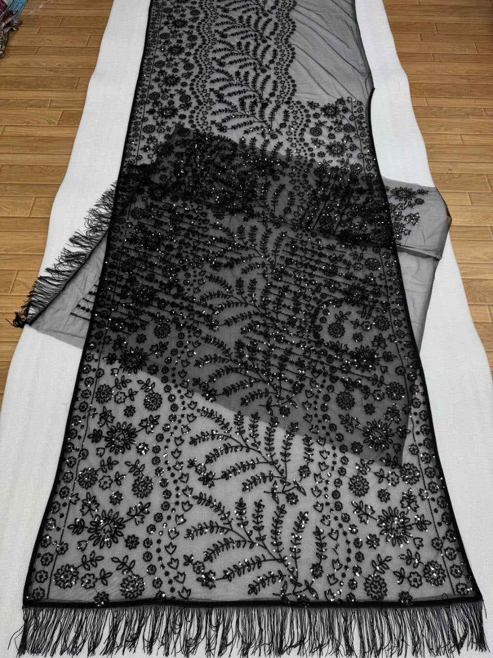 Bollywood Faux Georgette Full Sequins Black Saree