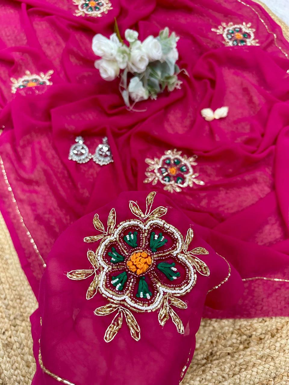 Janhvi Kapoor Inspired Soft Georgette Pink Saree