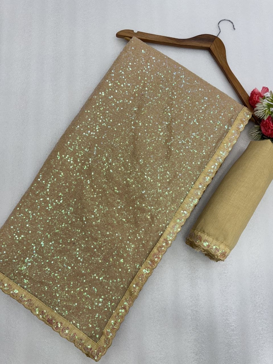 Nita Ambani Inspired Georgette Saree with Sequins Embroidery