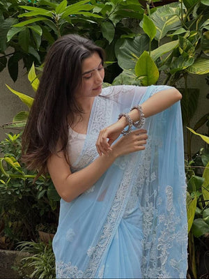 Bollywood Inspired Soft Georgette Sky Blue Saree