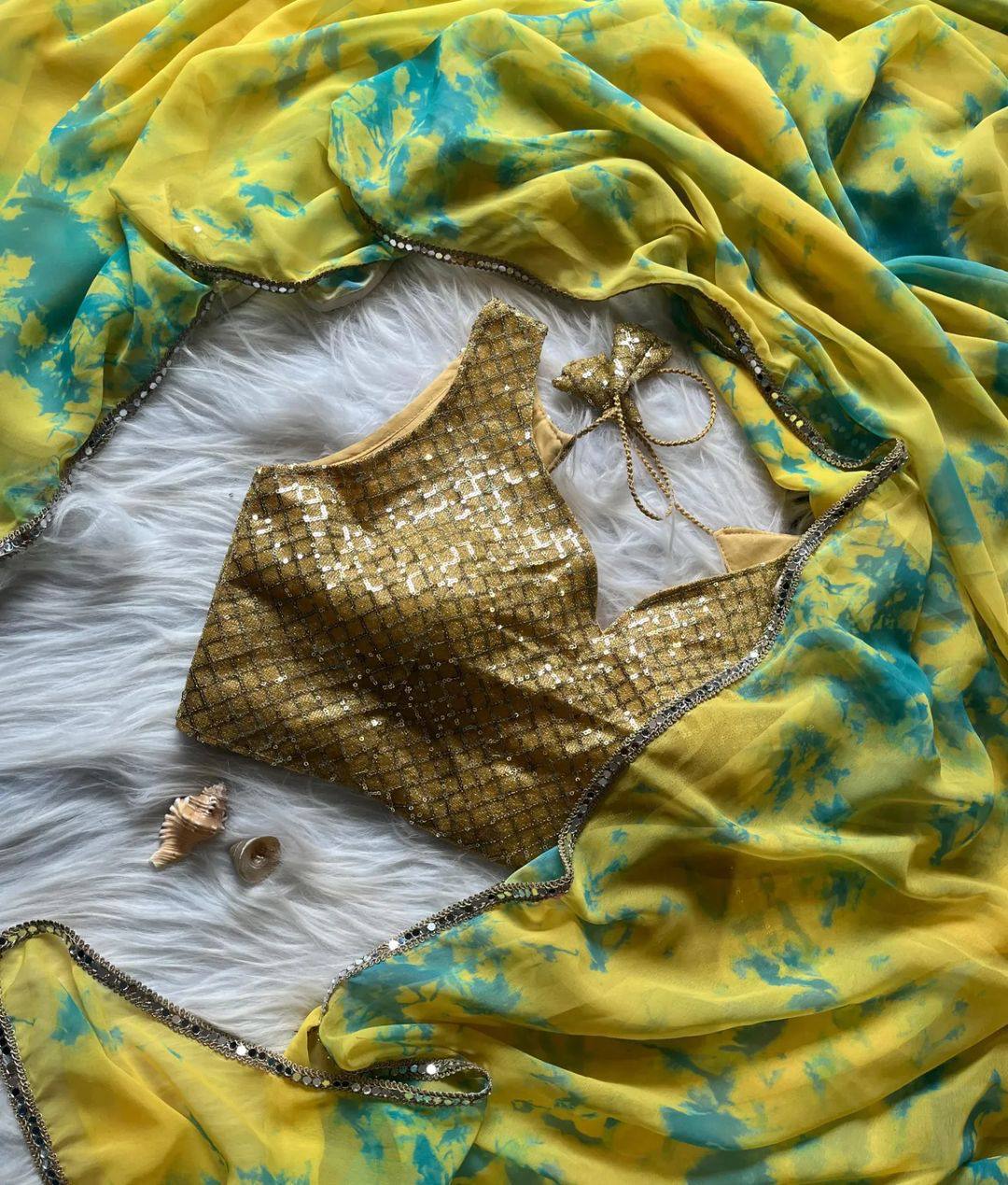 Samntha Inspired Digital Printed Beautiful Yellow Saree