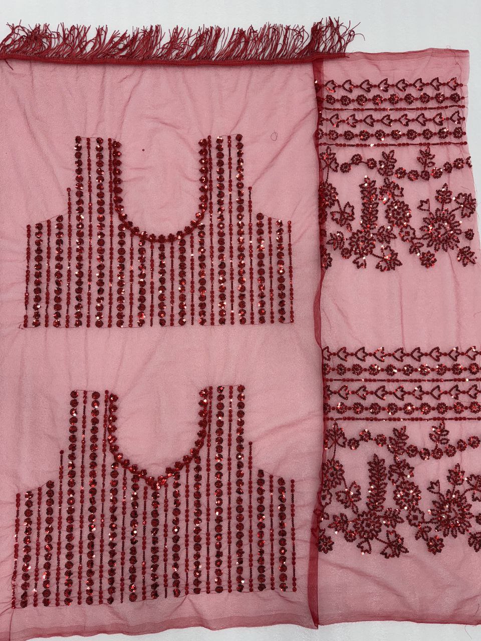Bollywood Faux Georgette Full Sequins Red Saree