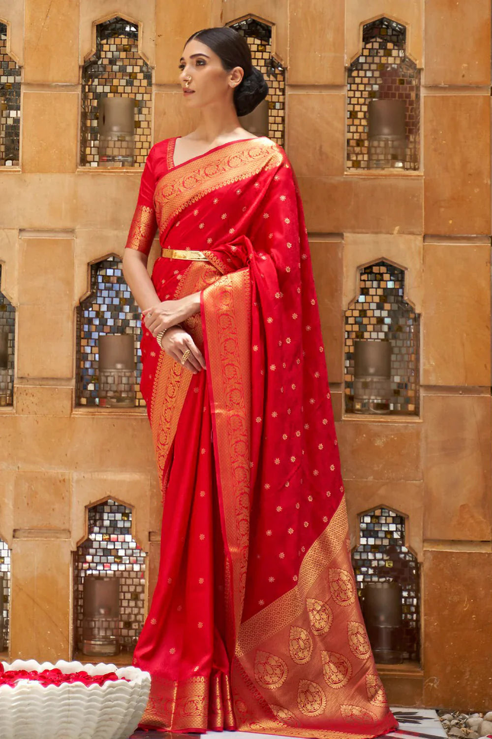 Tomato Red Kanjivaram Saree