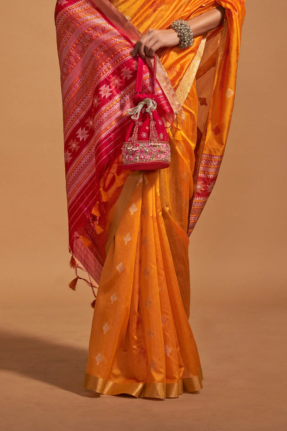 Orange Banarasi Silk Saree