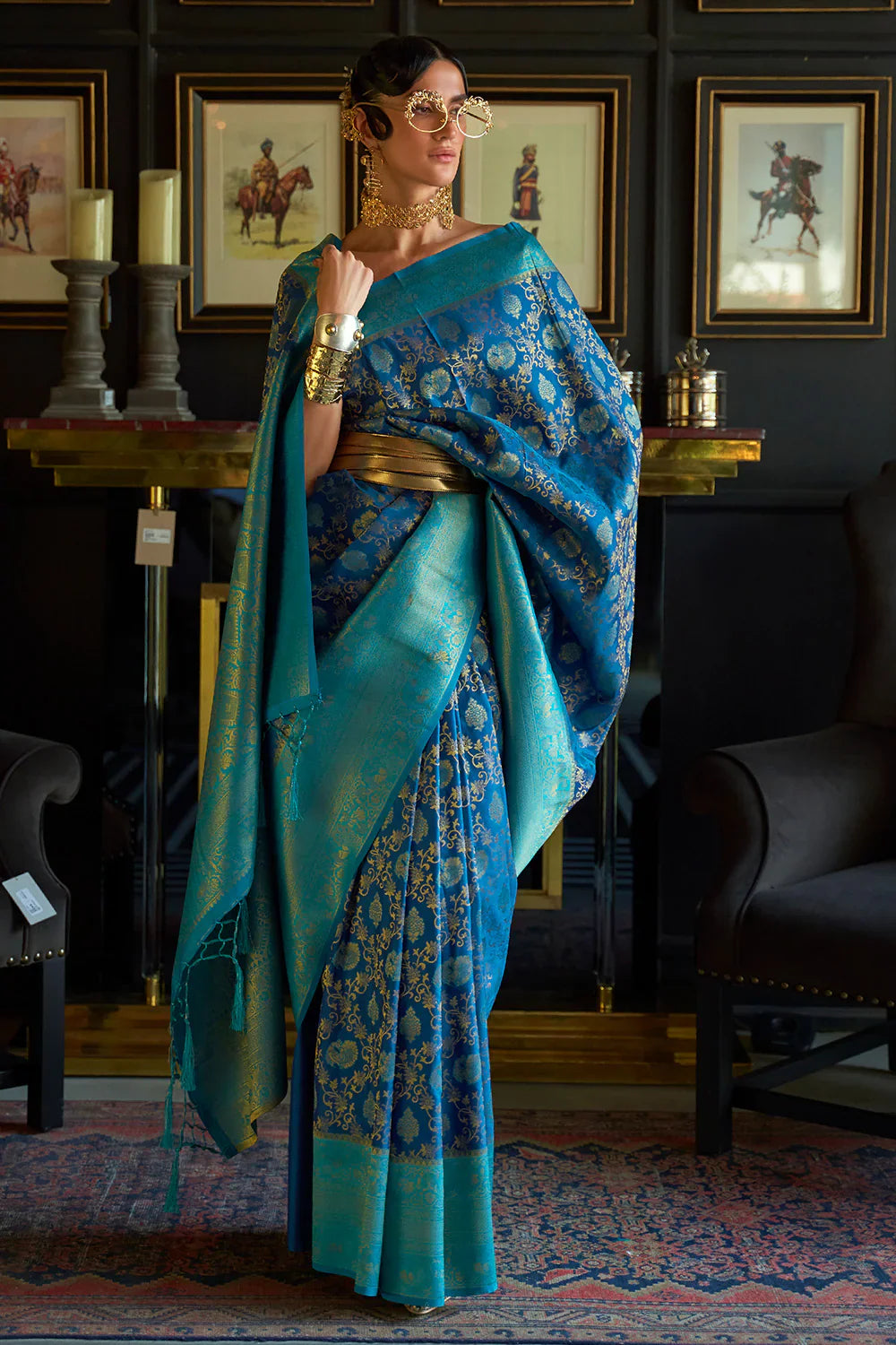 Sapphire Blue Kanjivaram Saree