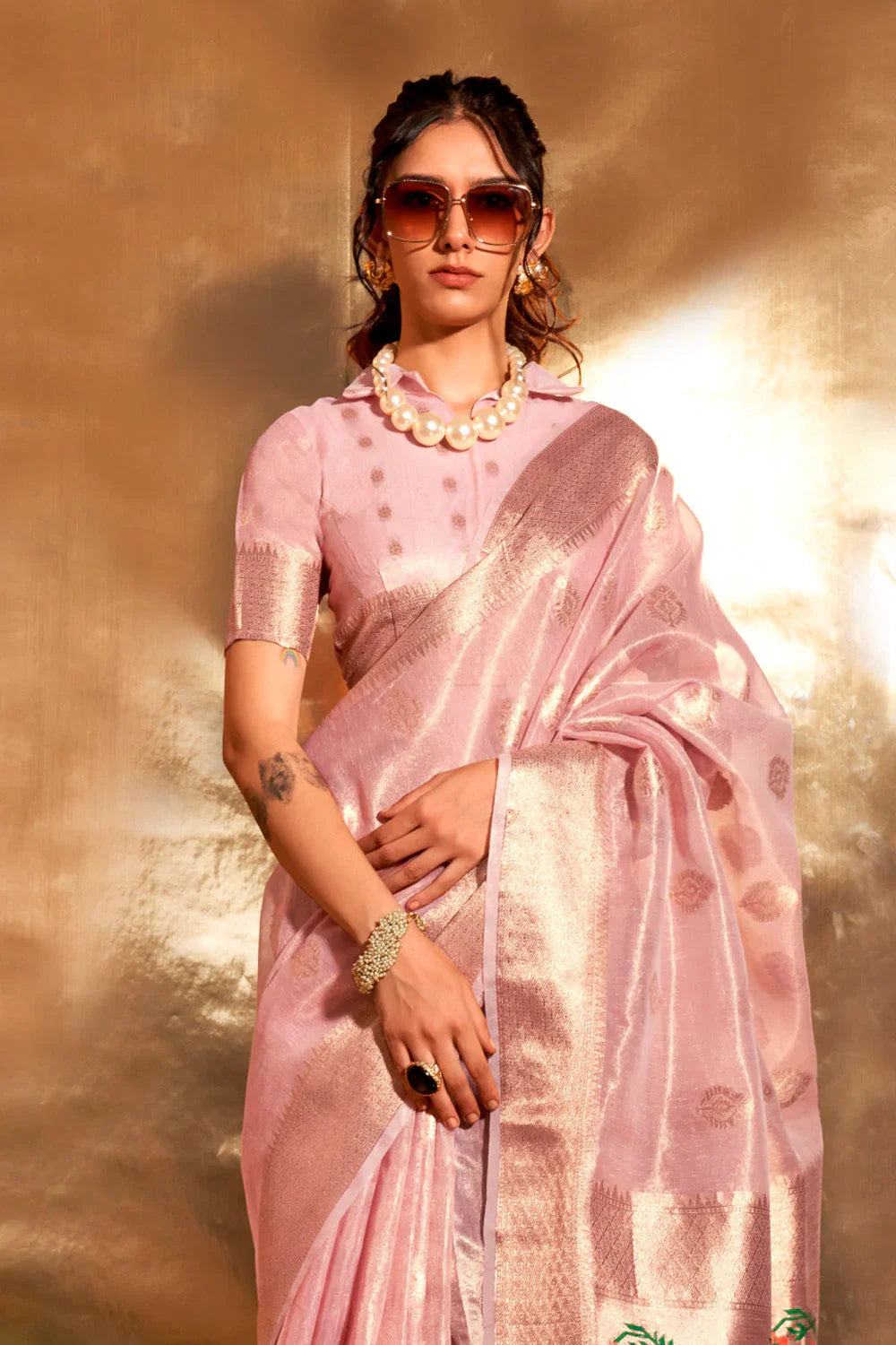 Baby Pink Paithani Silk Saree