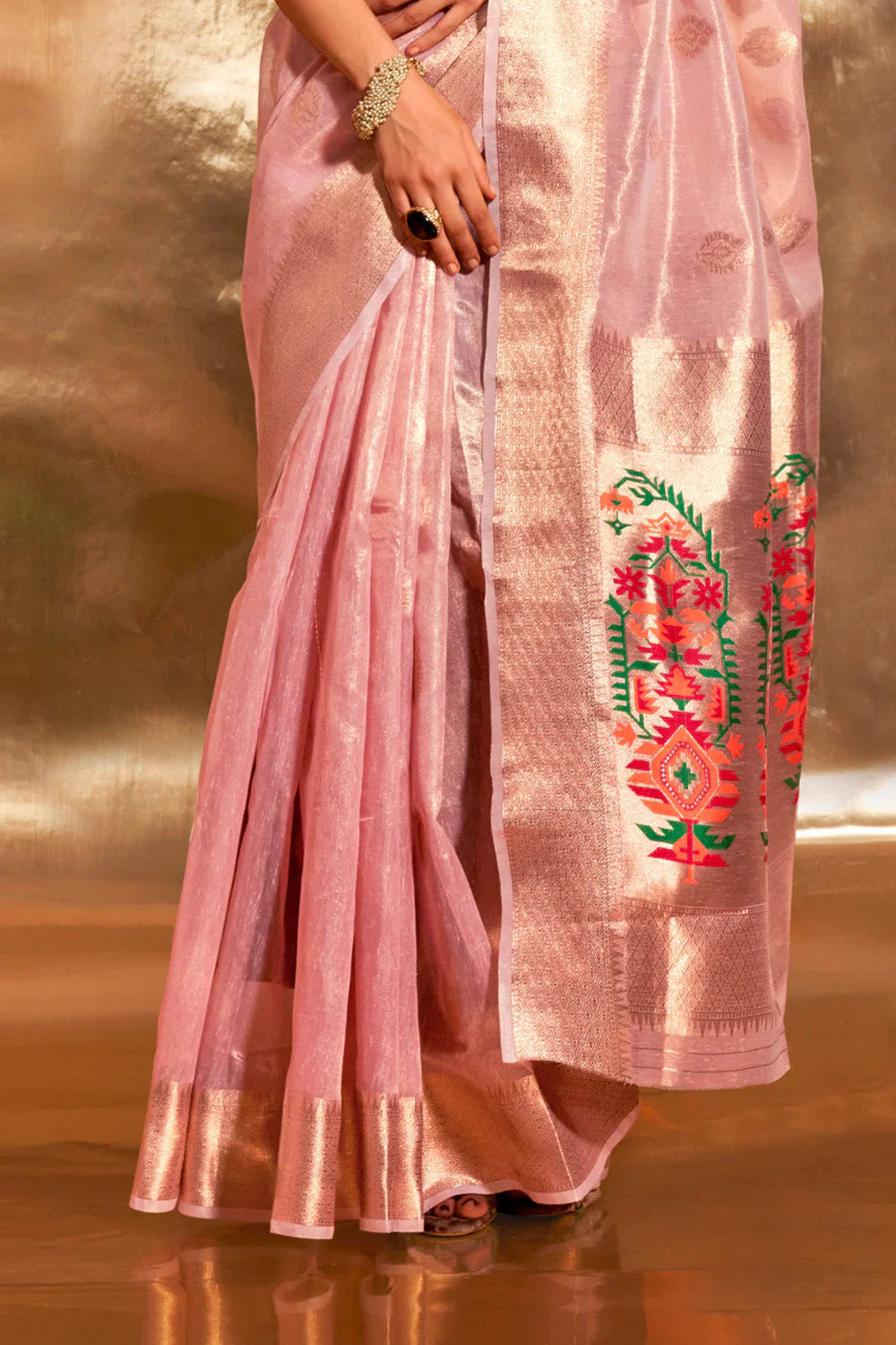Baby Pink Paithani Silk Saree