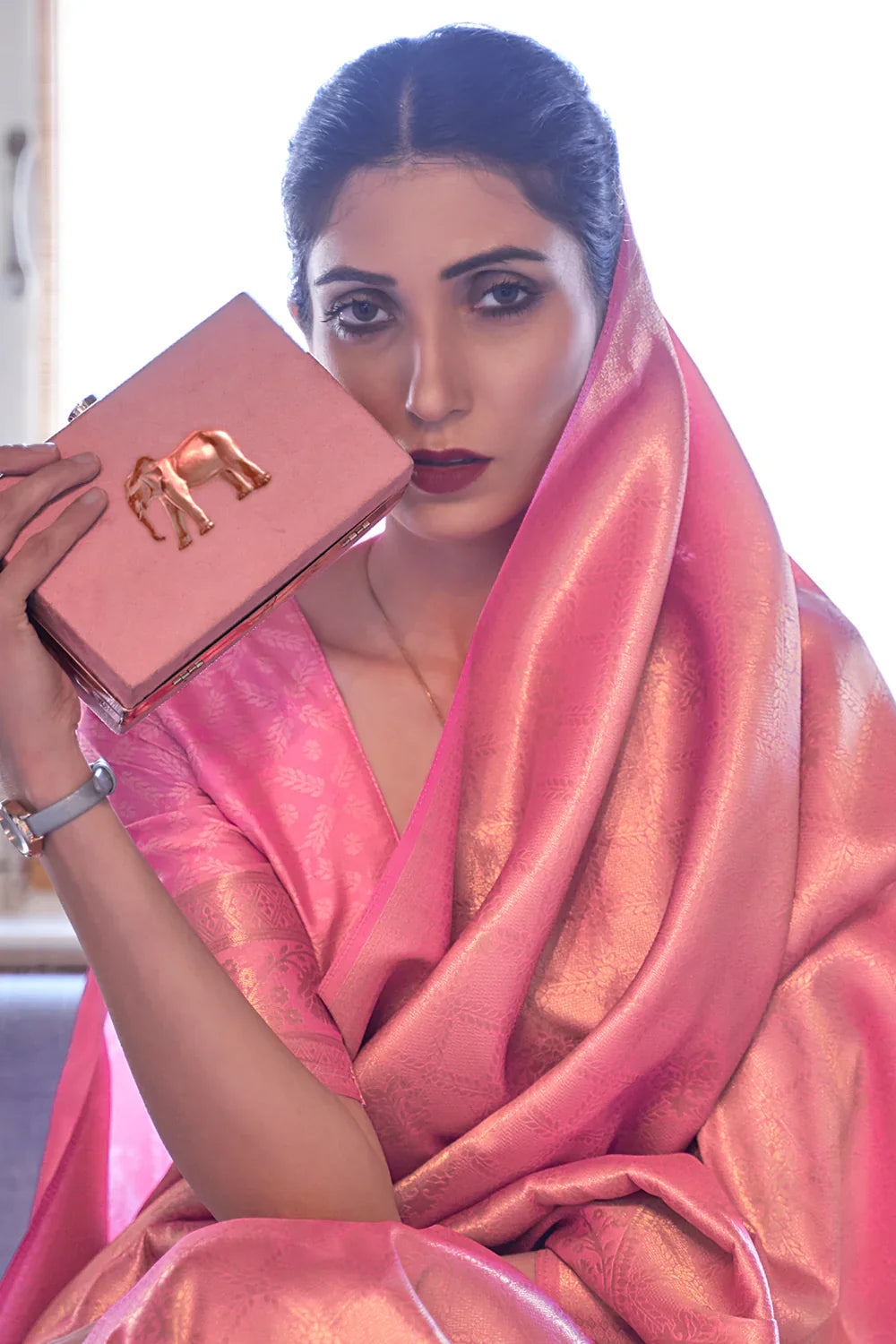 Punch Pink Kanjivaram Saree