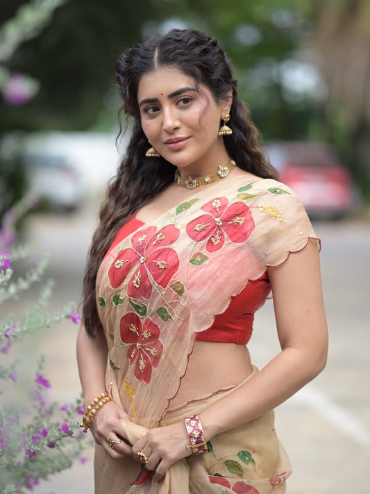 Rashi Inspired Tebi Silk Saree With Designer Handwork