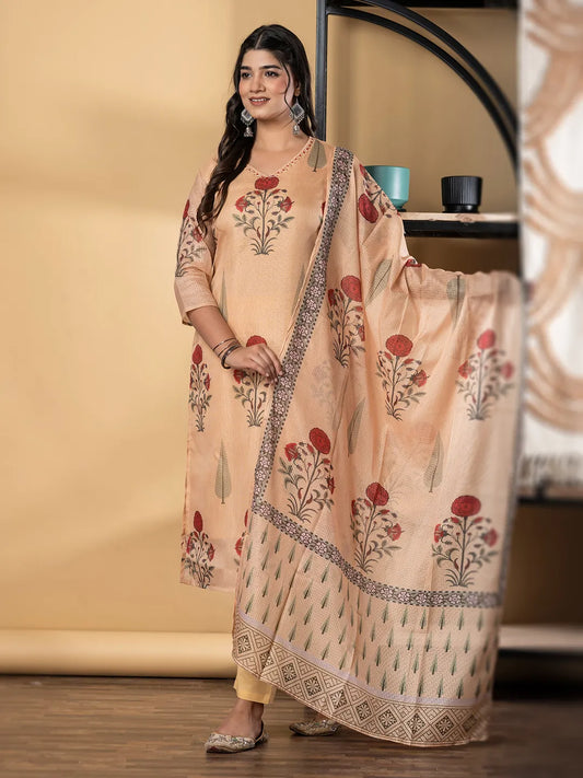 Earthy Floral Kota Doria Suit