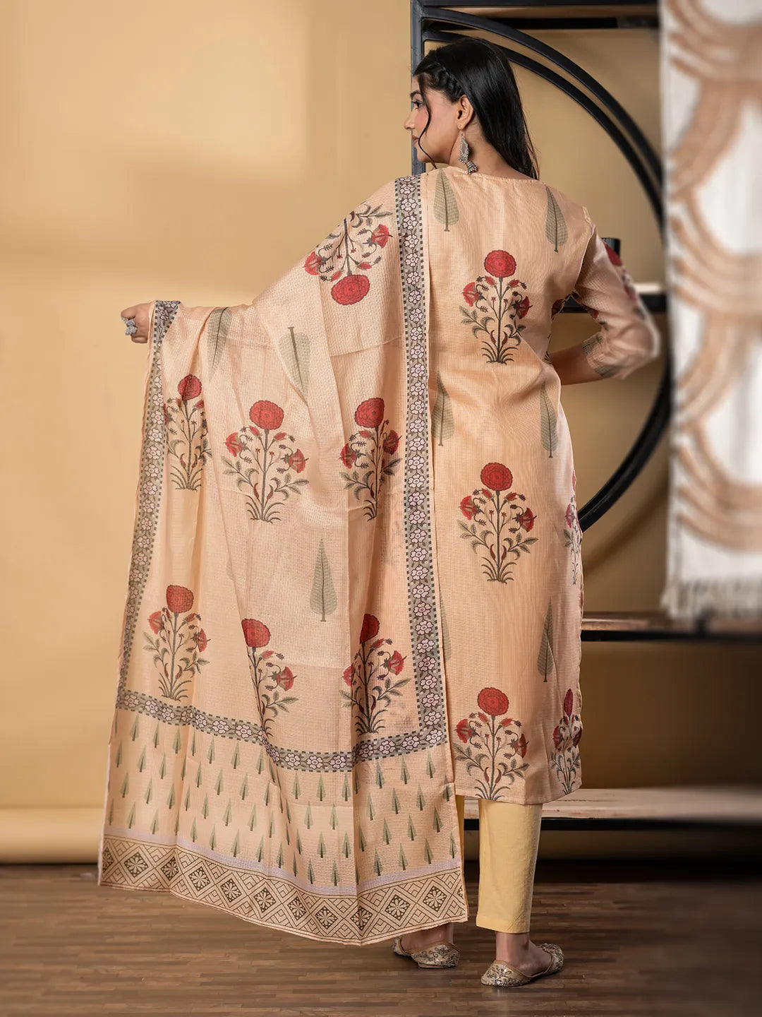 Earthy Floral Kota Doria Suit