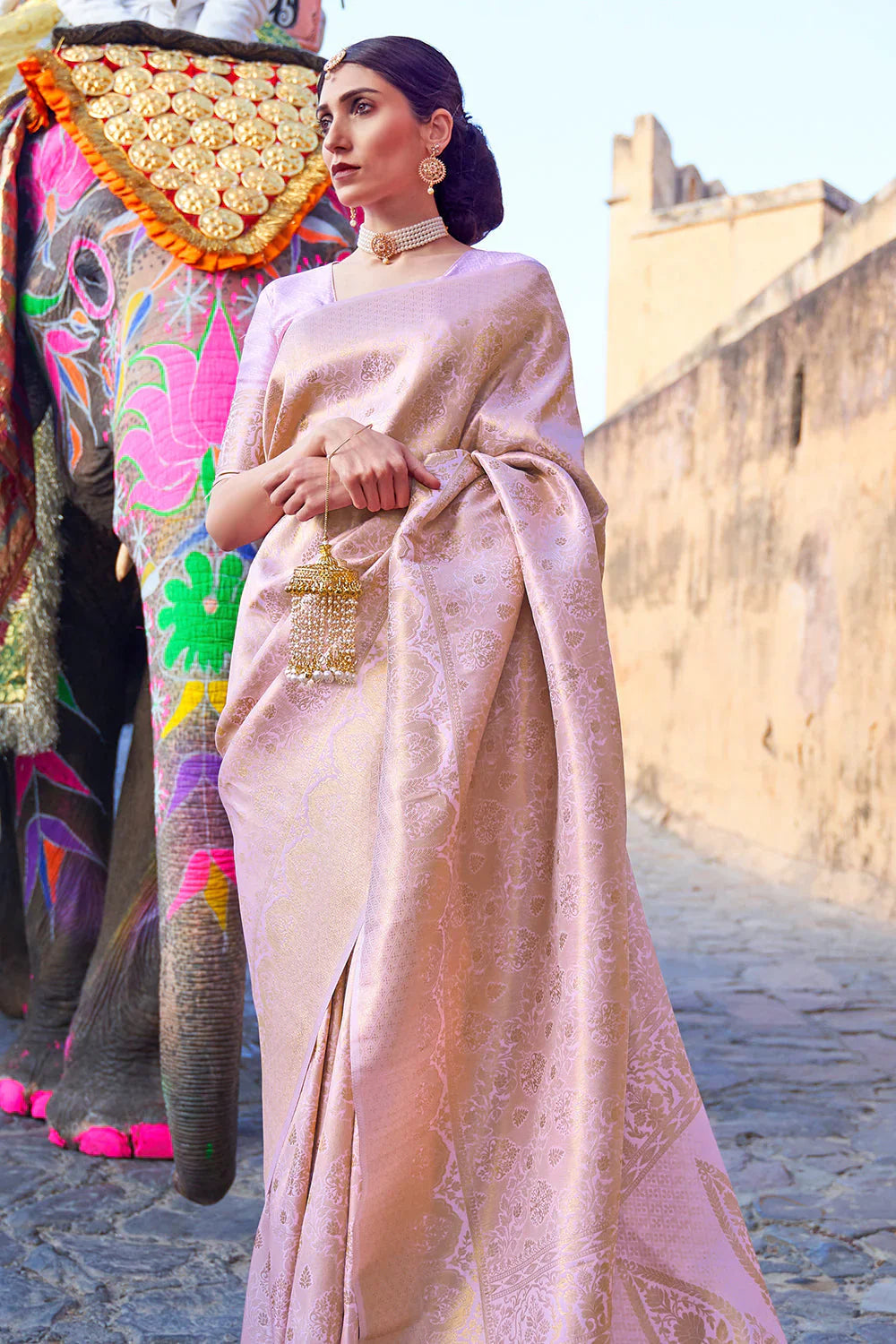 Lilac Purple Kanjivaram Saree
