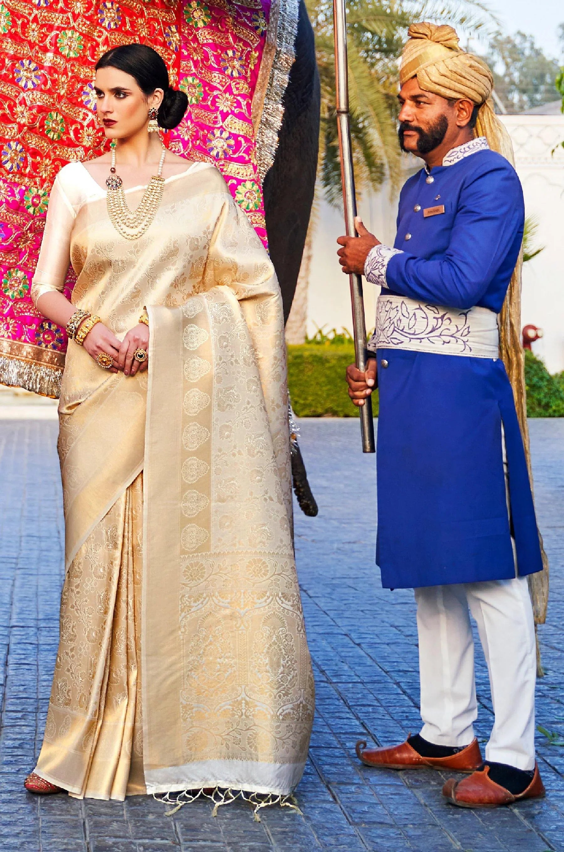 Champagne Gold Kanjivaram Silk Saree