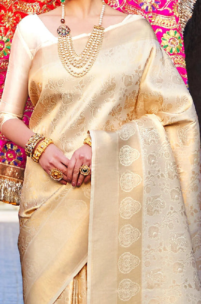 Champagne Gold Kanjivaram Silk Saree