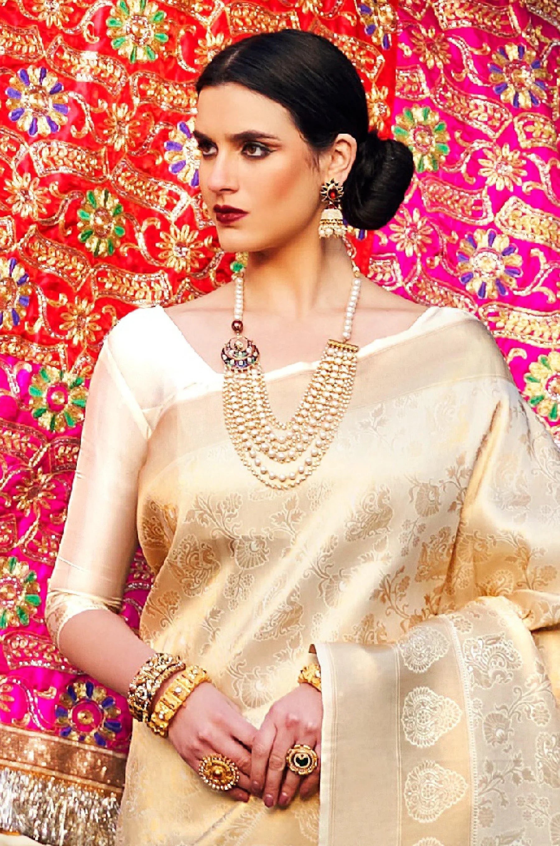 Champagne Gold Kanjivaram Silk Saree