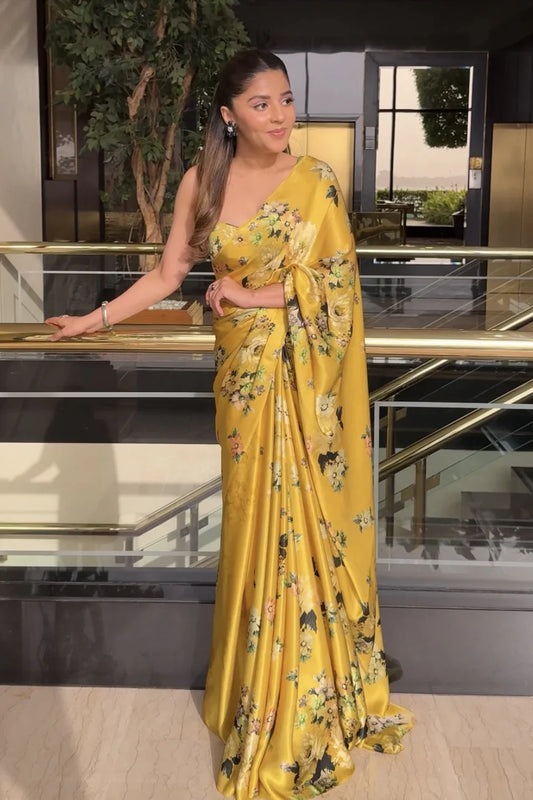Tina Canary Yellow Silk Saree