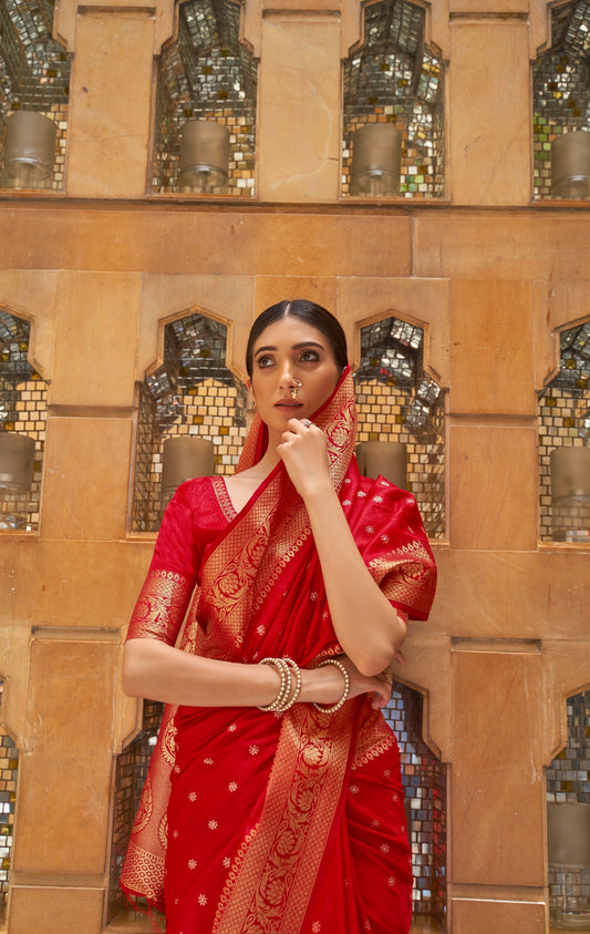 Pure Red Kanjivaram Saree