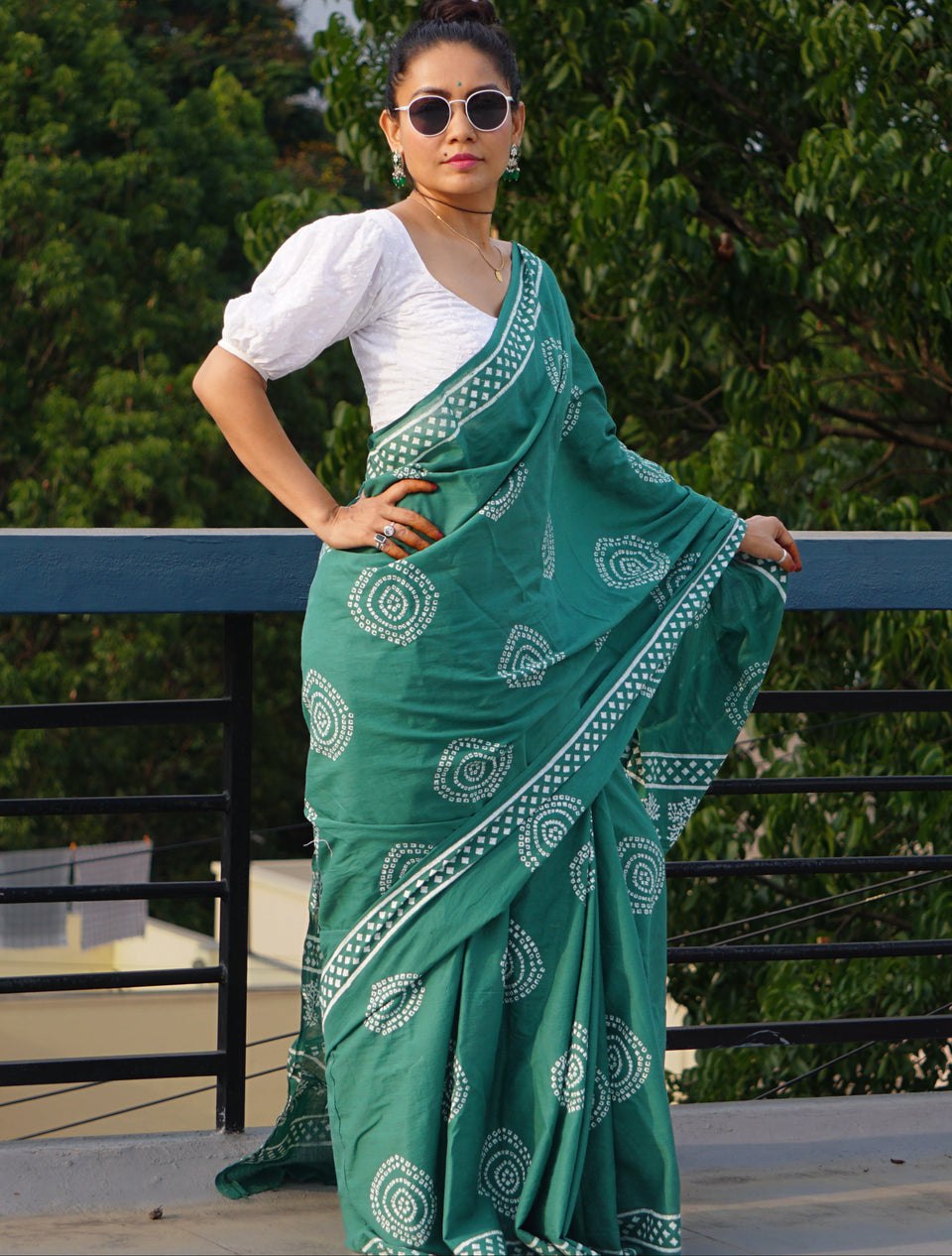 Bollywood Ispired Mul Cotton Mehndi Saree