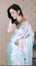 Viral Bollywood Satin Silk White Saree
