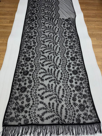 Bollywood Faux Georgette Full Sequins Black Saree