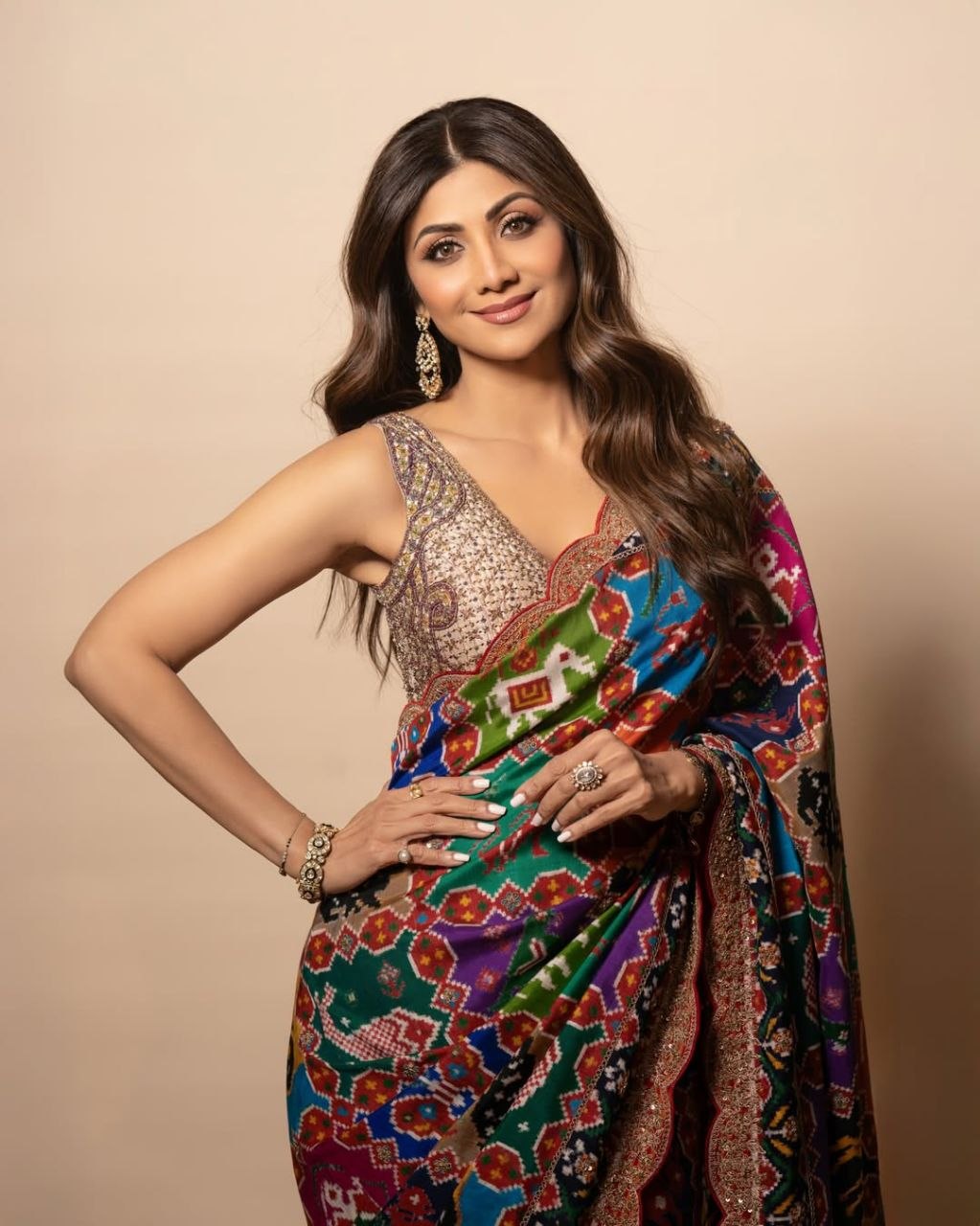 Bollywood SHILPA SHETTY KUNDRA Sequins Patola Saree