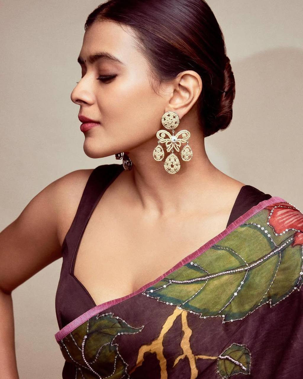 Hebah Patel inspired Georgette Embroidery Saree