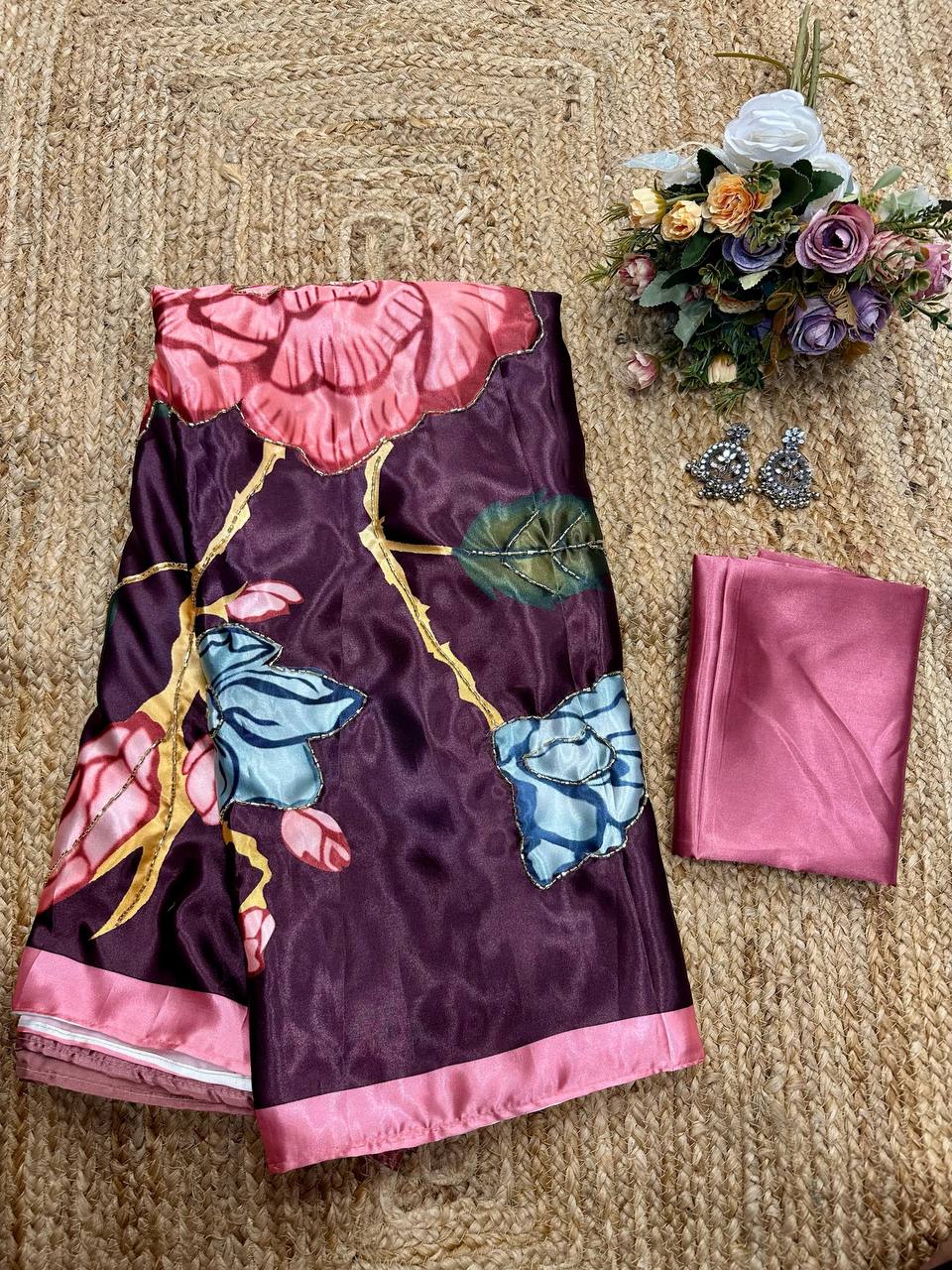 Hebah Patel inspired Georgette Embroidery Saree