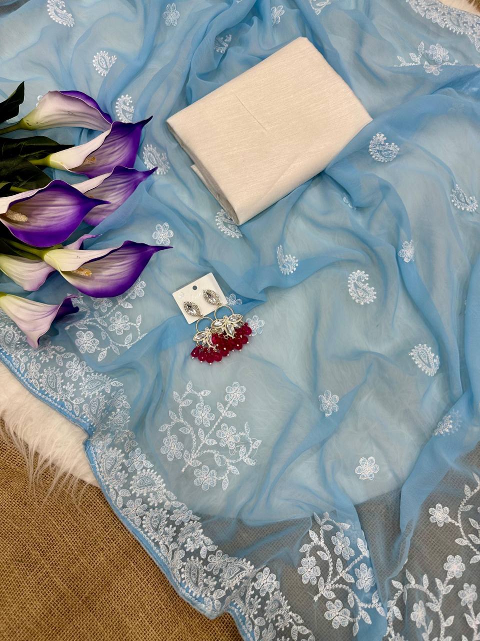 Bollywood Inspired Soft Georgette Sky Blue Saree