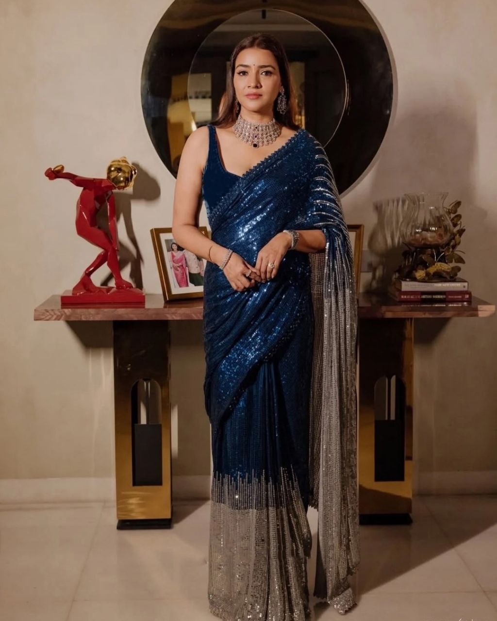 Trisha Krishnan Inspired Bollywood BlockBuster SEQUINS Saree