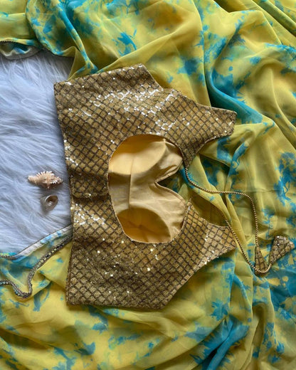 Samntha Inspired Digital Printed Beautiful Yellow Saree
