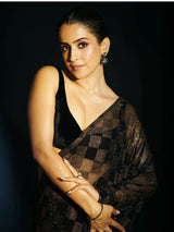 Sanya Inspired Heavy Faux Georgette Full Sequins Black Saree