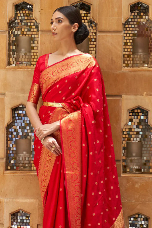 Tomato Red Kanjivaram Saree