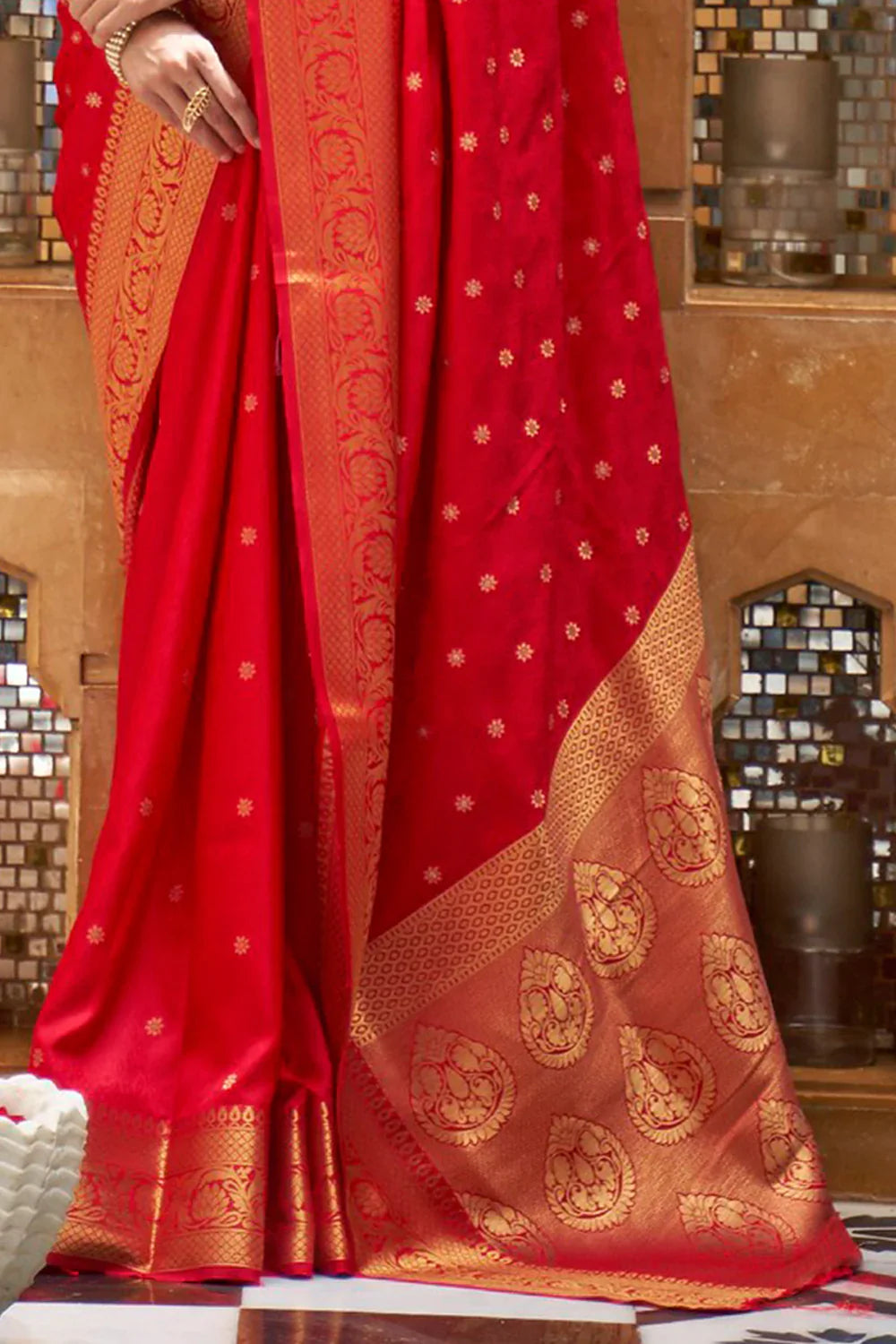 Tomato Red Kanjivaram Saree