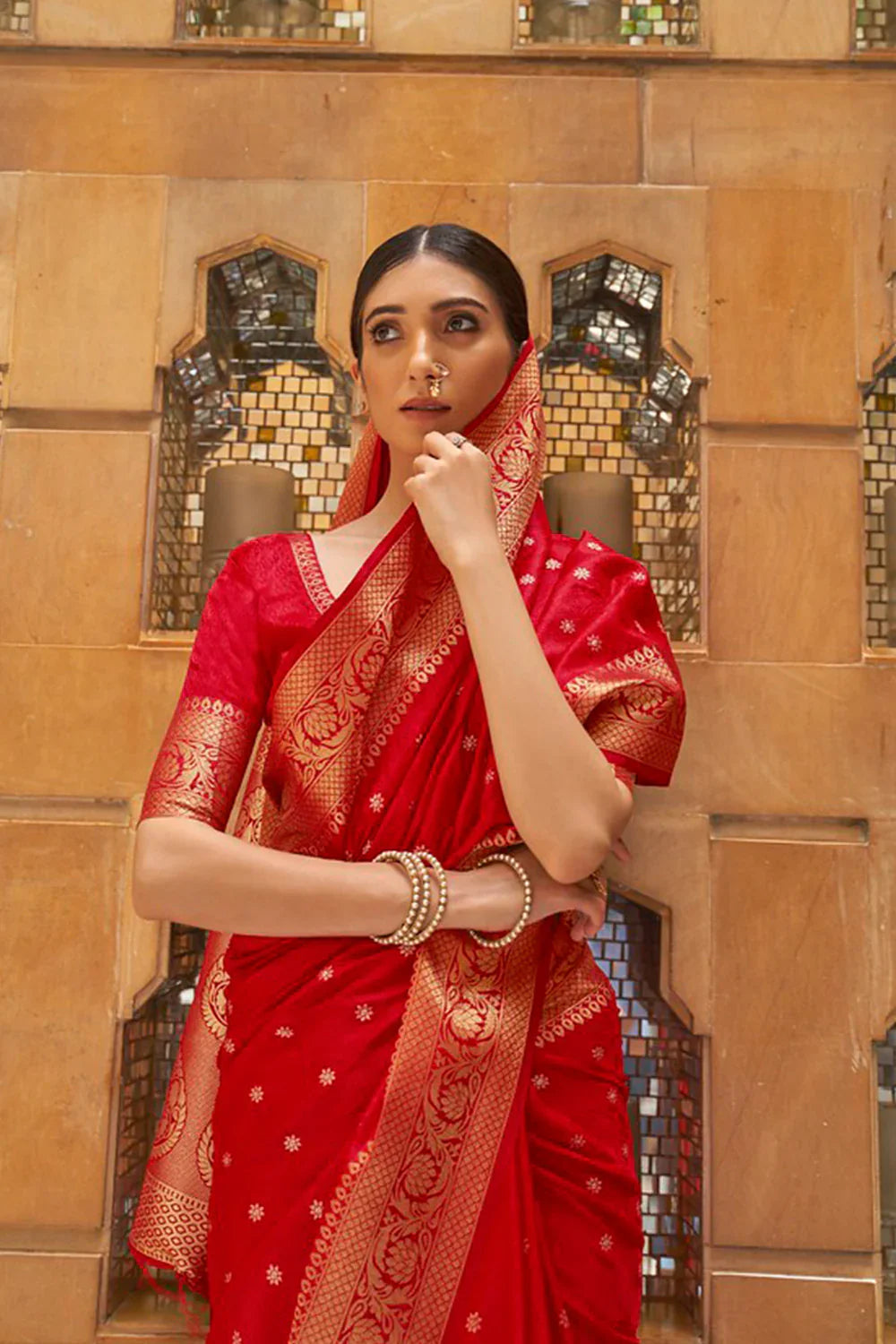 Tomato Red Kanjivaram Saree