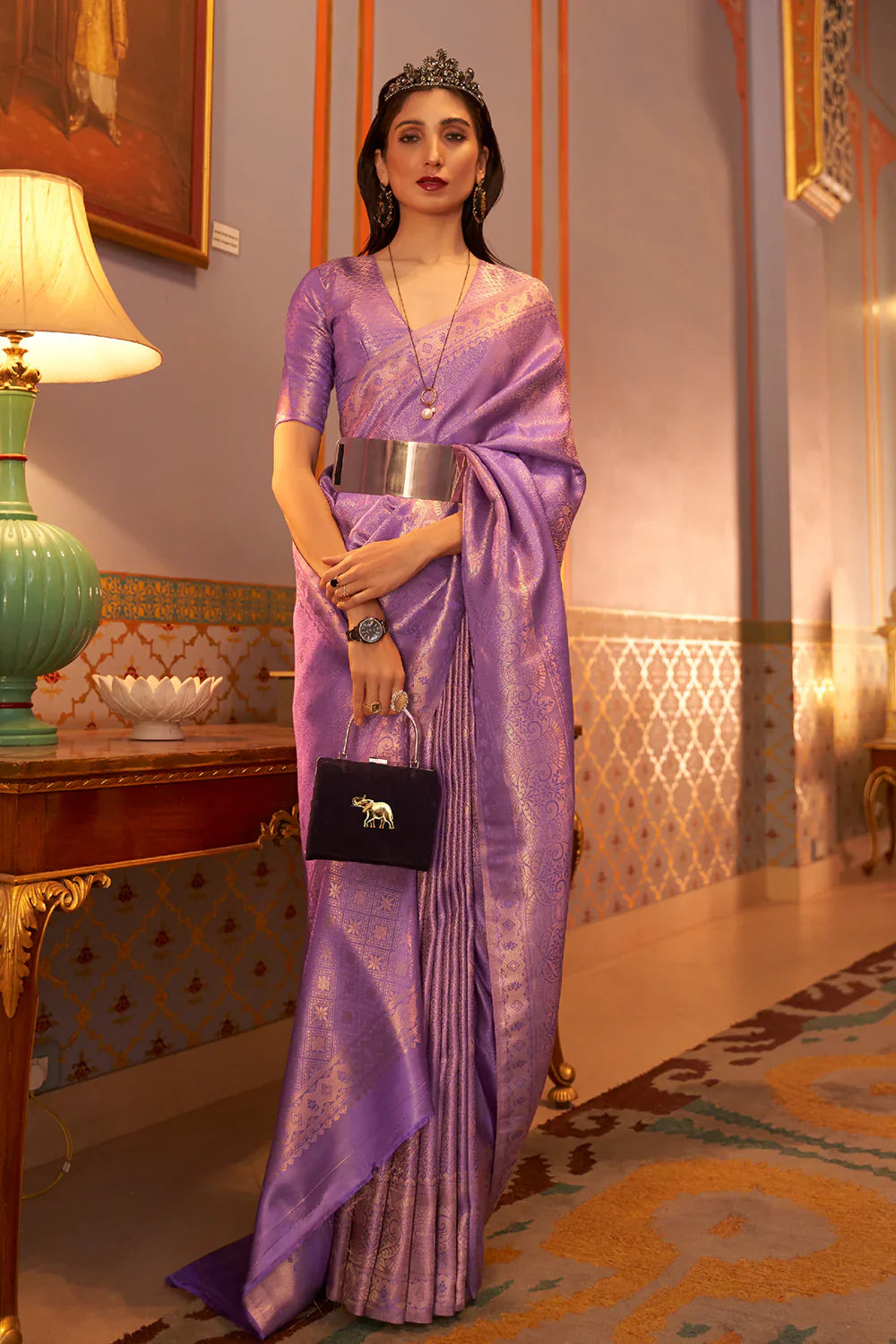 Lilac Purple Kanjivaram Saree