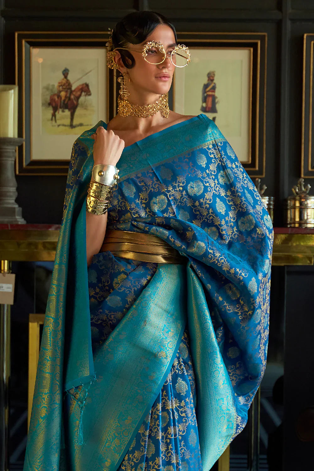 Sapphire Blue Kanjivaram Saree