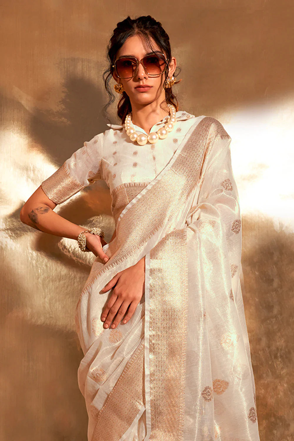 Off White Paithani Silk Saree