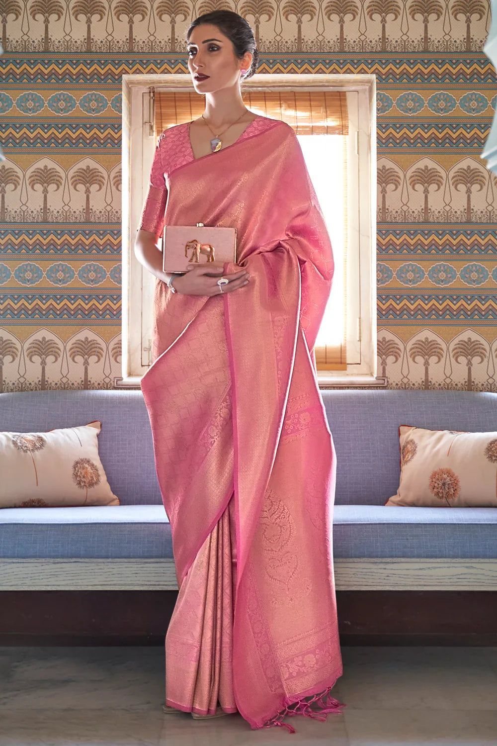 Punch Pink Kanjivaram Saree