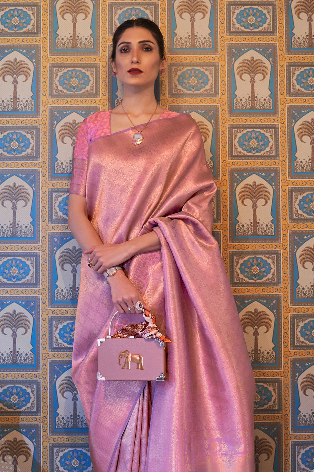Rouge Pink Kanjivaram Saree
