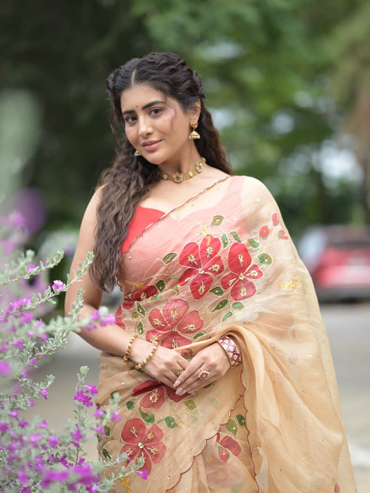 Rashi Inspired Tebi Silk Saree With Designer Handwork