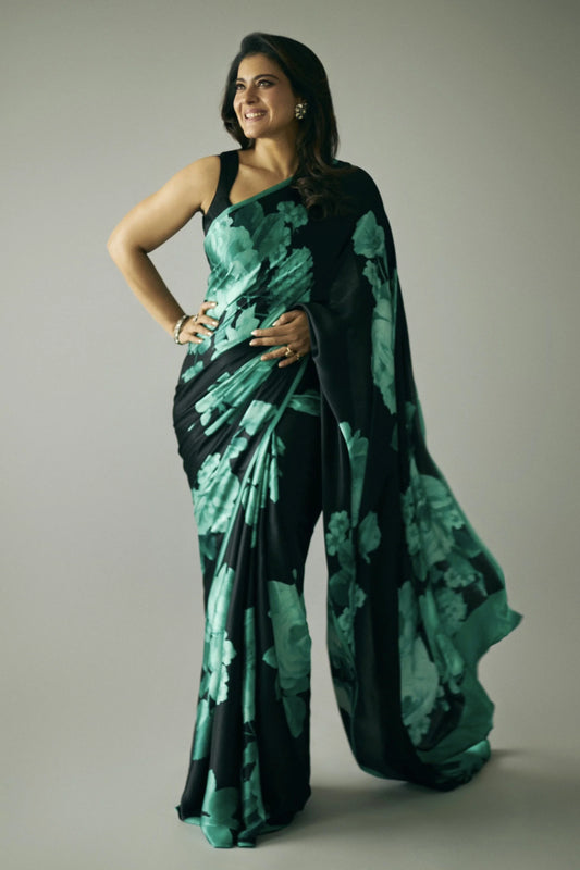 Teal Satin Silk Saree