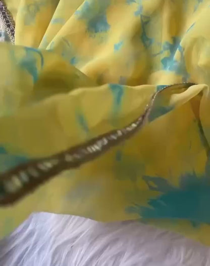 Samntha Inspired Digital Printed Beautiful Yellow Saree