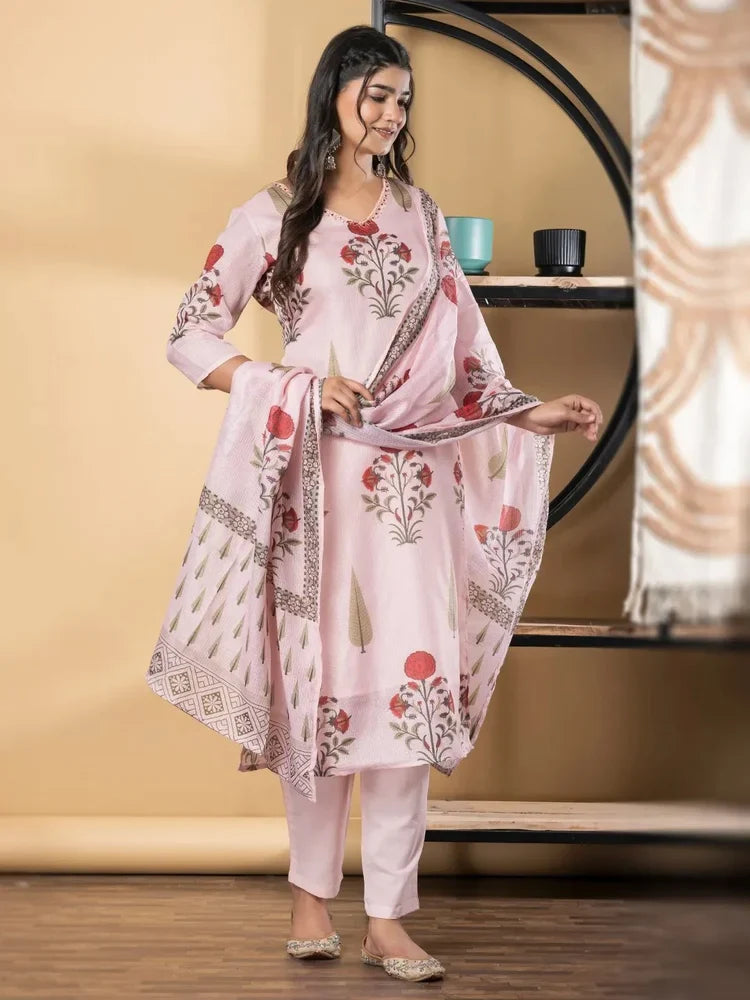 Rose Mist Kota Doria Suit Set